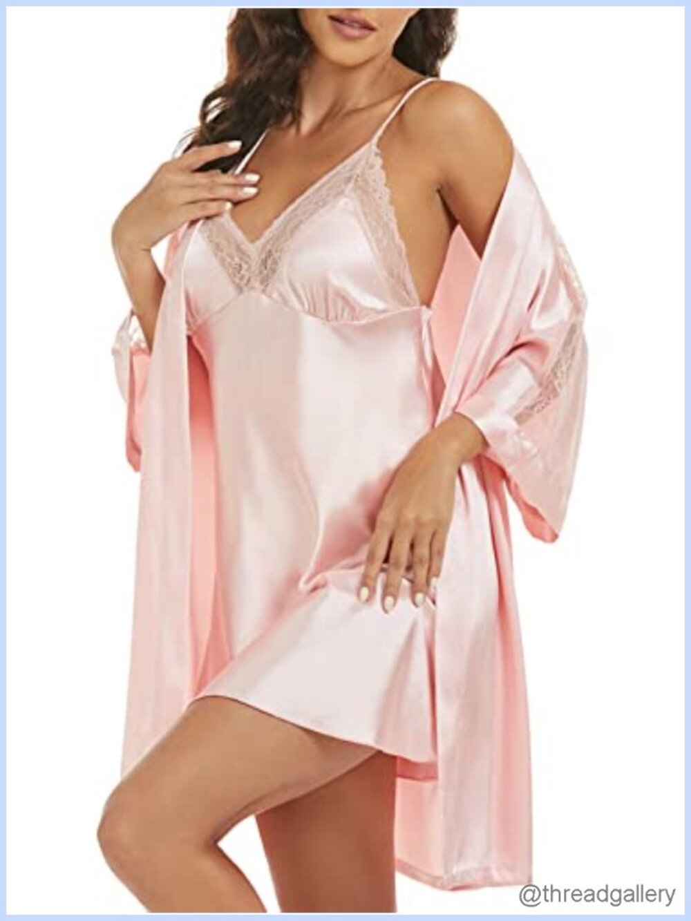 Satin Nightgown and Robe Set 2 Piece Bridal Lingerie Sleepwear